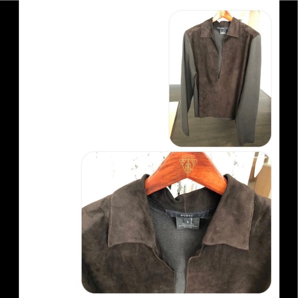 Gucci Light Wool Sweater in Smoke Brown and Front in Chocolate Suede Size S - Picture 2 of 4